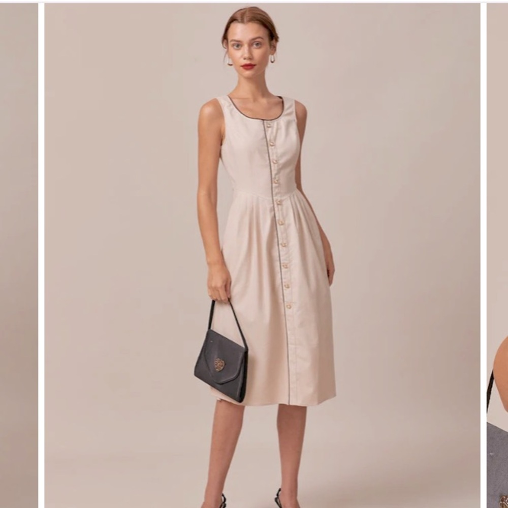 Elegant Cream Sleeveless Dress